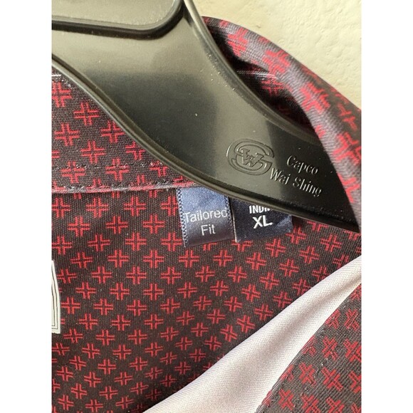 HL Sport Men's X-Large Long Sleeve Button Down Shirt Black/Red Geometric Print - Picture 4 of 6